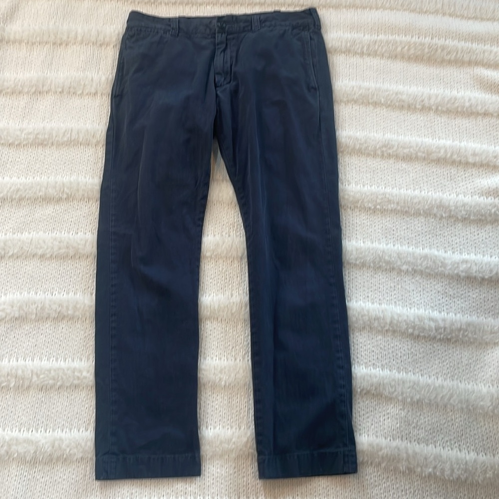J Crew Stanton Pants black chinos 100% cotton men size 34 waist 38 length preppy
